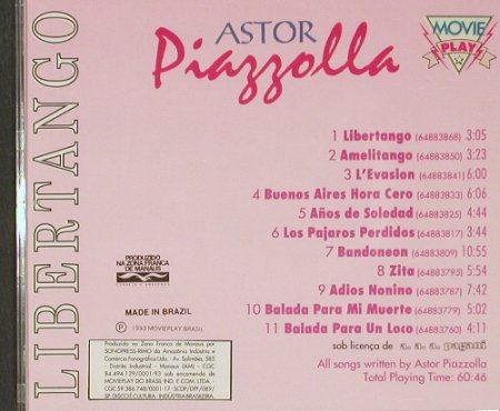 Piazzolla,Astor: Libertango, Movie Play (APG 7801), Brasil, 93 Typ: CD Best.-Nr.: 68546 Preis: 7,50 Euro