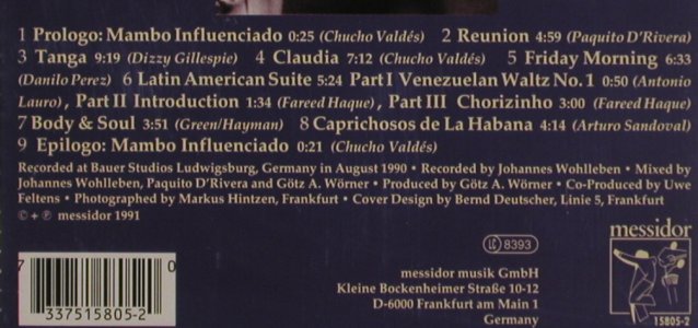 D'Rivera,Paquito f. A.Sandoval: Reunion, Messidor (15805-2), D, 1991 Typ: CD Best.-Nr.: 80462 Preis: 5,00 Euro