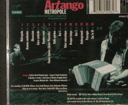 Artango: Metropole, FS-New, Virgin, , 1997 Typ: CD Best.-Nr.: 92799 Preis: 10,00 Euro