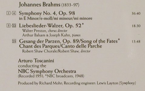 Brahms,Johannes: Symphony No.4/Liebeswalzer..., RCA Victor (GD 60260), D, 1990 Typ: CD Best.-Nr.: 80314 Preis: 7,50 Euro