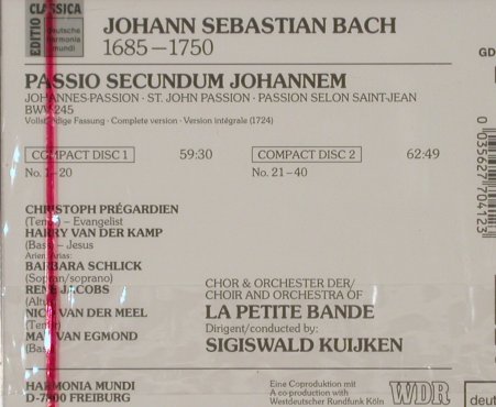 Bach,Johann Sebastian: Johannes-Passion, FS-New, Harmonia Mundi/WDR(GD 77041), D, 1990 - 2CD - 80316 - 20,00 Euro
