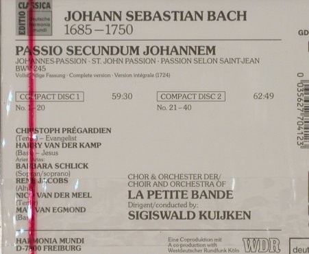 Bach,Johann Sebastian: Johannes-Passion, FS-New, Harmonia Mundi/WDR (GD 77041), D, 1990 Typ: 2CD Best.-Nr.: 80316 Preis: 20,00 Euro