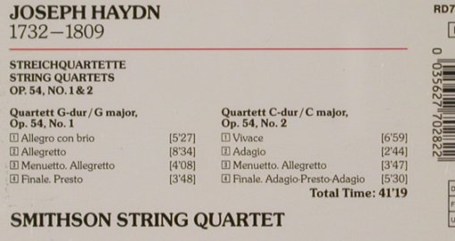 Haydn,Joseph: Streichquartett op.54, No.1+2, Harmonia Mundi(RD 77028), D, 1989 - CD - 80334 - 10,00 Euro