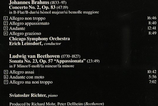 Brahms,Johannes / Beethoven: Piano Concerto No.2/Sonata No.23, RCA Masters Collection(07863 56518 2), D, 1989 - CD - 80339 - 10,00 Euro