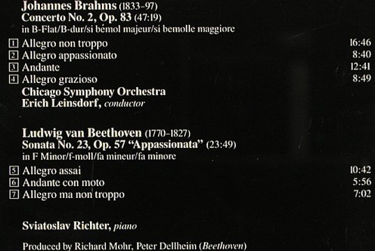 Brahms,Johannes / Beethoven: Piano Concerto No.2/Sonata No.23, RCA Masters Collection (07863 56518 2), D, 1989 Typ: CD Best.-Nr.: 80339 Preis: 10,00 Euro