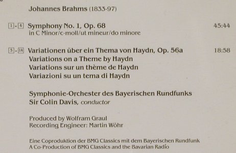 Brahms,Johannes: Symphony No.1 / Haydn Variationen, RCA Victor(RD 60382), D, 1991 - CD - 80350 - 10,00 Euro