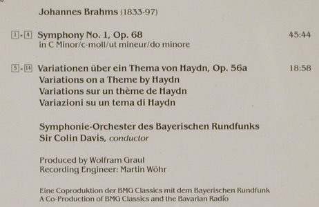 Brahms,Johannes: Symphony No.1 / Haydn Variationen, RCA Victor (RD 60382), D, 1991 Typ: CD Best.-Nr.: 80350 Preis: 10,00 Euro