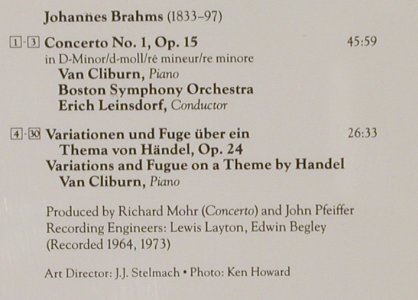 Brahms,Johannes: Concerto No.1/Händel-Variationen, RCA Victor (GD 60357), D, 1990 Typ: CD Best.-Nr.: 80352 Preis: 10,00 Euro