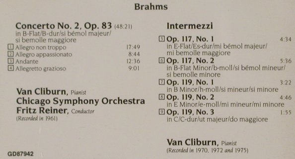 Brahms,Johannes: Concerto No.2 / 5 Intermezzi, RCA Victor (GD 87942), D, 1988 Typ: CD Best.-Nr.: 80354 Preis: 10,00 Euro