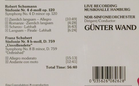 Schumann,Robert / Schubert: Symphony No.4 / Symphony No.8, RCA Victor (RD 60826), D, 1992 Typ: CD Best.-Nr.: 80370 Preis: 10,00 Euro