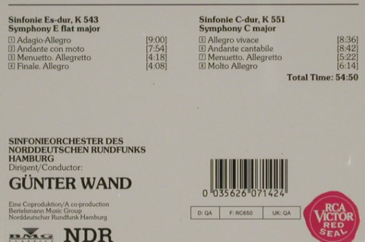 Mozart,Wolfgang Amadeus: Sinfonien Nr.39,K543.No.41 K551, RCA Red Seal (RD 60714), D, 1990 Typ: CD Best.-Nr.: 80422 Preis: 10,00 Euro