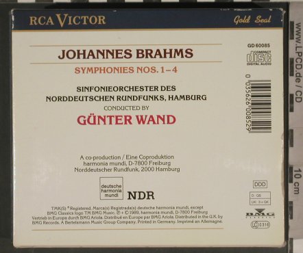 Brahms,Johannes: Symphonies Nos.1-4, Box, RCA Victor/ NDR (GD 60085), D, 1989 Typ: 3CD Best.-Nr.: 80432 Preis: 15,00 Euro