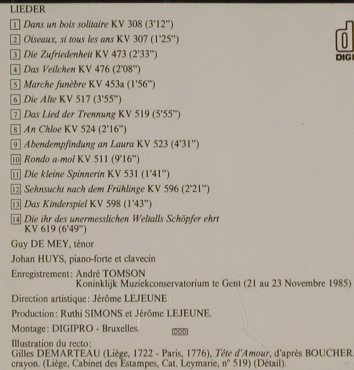 Mozart,Wolfgang Amadeus: Lieder, Kantate KV 619, Ricercar(RIC 035009), F,  - CD - 80547 - 10,00 Euro