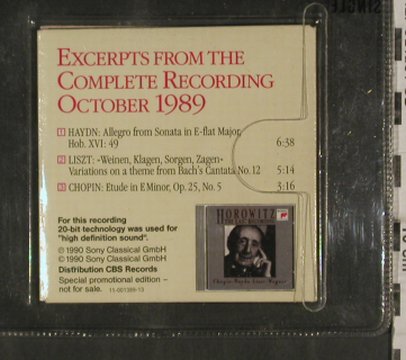 Horowitz,Vladimir: Excerpts From Last Recording, Sony(), 3 Tr.Promo, 1990 - CD3inch - 81026 - 10,00 Euro