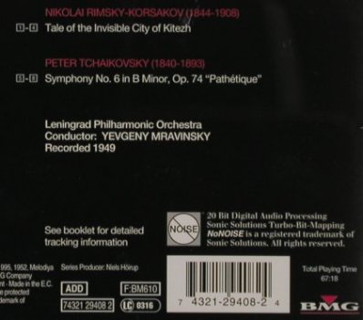 Mravinsky,Yevgeny: Tchaikovsky,Leningrad Philh.Orch'52, Melodia-Edition Vol.19 (29408 2), EC, 1996 Typ: CD Best.-Nr.: 81243 Preis: 10,00 Euro
