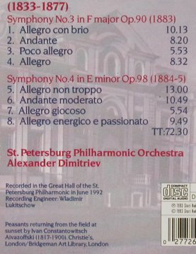 Brahms,Johannes: Symphonies Nos.3&4, CZAR (2605072), NL, 1993 Typ: CD Best.-Nr.: 81329 Preis: 5,00 Euro