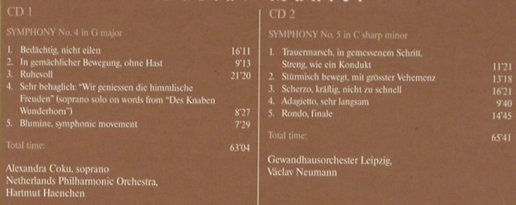 Mahler,Gustav: Symphony No. 4-5, Digi, Classic fm (93742),  Typ: 2CD Best.-Nr.: 81333 Preis: 5,00 Euro