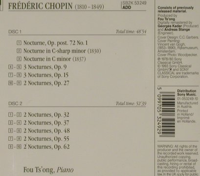 Chopin,Frederic: Nocturnes - Fou Ts'ong, Piano, Sony(SB2K 53249), A/NL, 1993 - 2CD - 81352 - 9,00 Euro