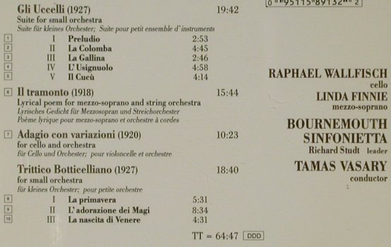 Respighi,Ottorino: The Birds,Three Botticelli Pictures, Chandos (CHAN 8913), UK, 1991 Typ: CD Best.-Nr.: 81362 Preis: 7,50 Euro