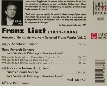 Liszt,Franz: Sonata in B minor,select.work Vol.2, Arte Nova/Radio Bremen(74321 71767 2), D, 2000 - CD - 81369 - 7,50 Euro