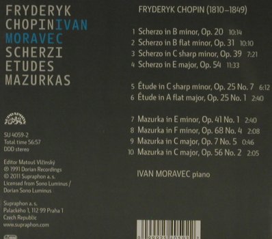 Chopin,Frederic: Scherzi,Etudes,Mazurkas(1991), Supraphon (SU 4059-2), CZ, 2011 Typ: CD Best.-Nr.: 81399 Preis: 7,50 Euro