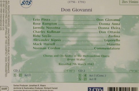Mozart,Wolfgang Amadeus: Don Giovanni, Gesamtaufn,Live, Naxos Historical(8.110013-4), D,woc,stoc, 1997 - 2CD - 81426 - 7,50 Euro