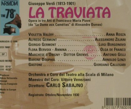 Verdi,Guiseppe: La Traviata, Arkadia 78's(78001), I, 1996 - 2CD - 81438 - 7,50 Euro