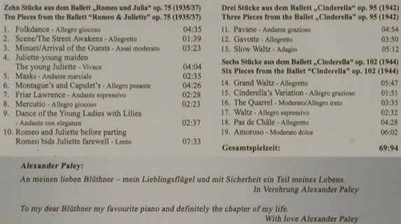 Prokofiev,Serge: Blüthner , the Golden Tone, Hänssler (98.780), D, 2007 Typ: CD Best.-Nr.: 81454 Preis: 4,00 Euro