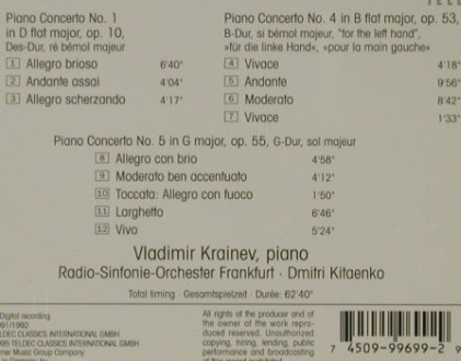 Prokofiev,Serge: Piano Concertos No1,4&5, Stoc, Teldec (4509-99699-2), D, 1995 Typ: CD Best.-Nr.: 81456 Preis: 5,00 Euro