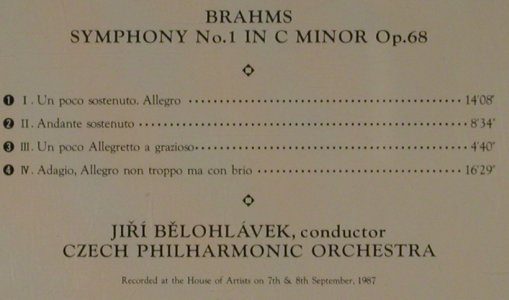 Brahms,Johannes: Symphony No.1 in c minor op.68, Supraphon(CO-2304), J, 1988 - CD - 81496 - 12,50 Euro