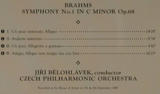 Brahms,Johannes: Symphony No.1 in c minor op.68, Supraphon (CO-2304), J, 1988 Typ: CD Best.-Nr.: 81496 Preis: 12,50 Euro