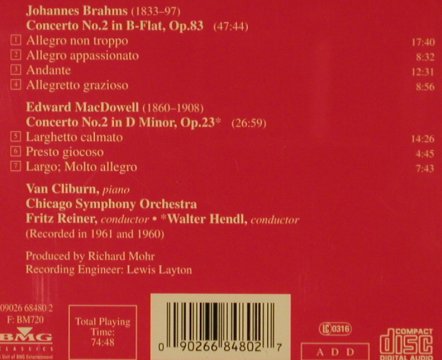 Brahms,Johannes / Edw.MacDowell: Piano Concerto No.2 op83/No.2 op.23, RCA Victor(09026 68480 2), EU, 1997 - CD - 81498 - 10,00 Euro