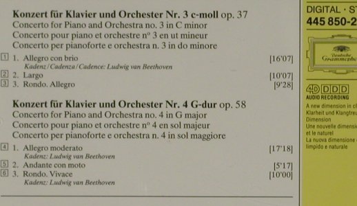 Beethoven,Ludwig van: Klavierkonzerte Nos.3 & 4, D.Gr.(445 850-2), D, 1994 - CD - 81502 - 5,00 Euro