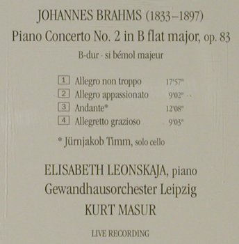 Brahms,Johannes: Piano Concerto No.2, Teldec (4509-94544-2), D, 1993 Typ: CD Best.-Nr.: 81504 Preis: 7,50 Euro