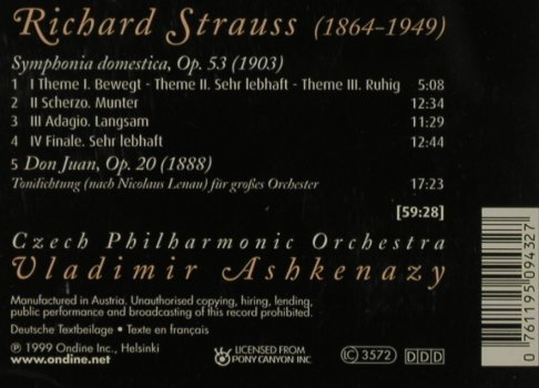 Strauss,Richard: Symphonia domestica,op.53/DonJuan, Onedine(), A, 1999 - CD - 81516 - 10,00 Euro
