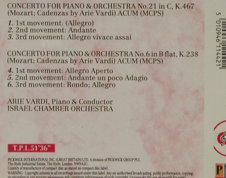 Mozart,Wolfgang Amadeus: Concerto for Piano&Orch. No.21&6, PWK Classics (PWK 1144), UK/Israel, 2003 Typ: CD Best.-Nr.: 81536 Preis: 6,00 Euro
