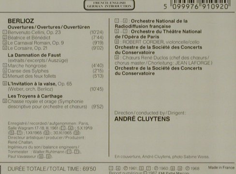 Berlioz,Hector: Ouvertures, EMI Studio (CDM 7691092), F, 1987 Typ: CD Best.-Nr.: 81553 Preis: 7,50 Euro