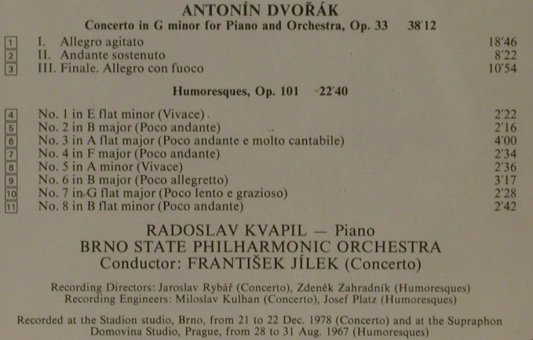 Dvorak,Antonin: Piano Concerto, Supraphonet(11 1113-2), CZ, 1989 - CD - 81554 - 5,00 Euro