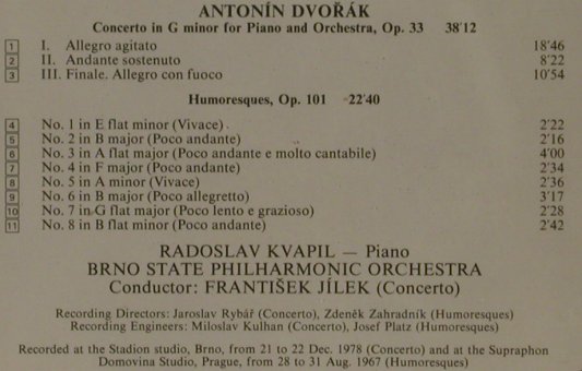 Dvorak,Antonin: Piano Concerto, Supraphonet(11 1113-2), CZ, 1989 - CD - 81554 - 5,00 Euro