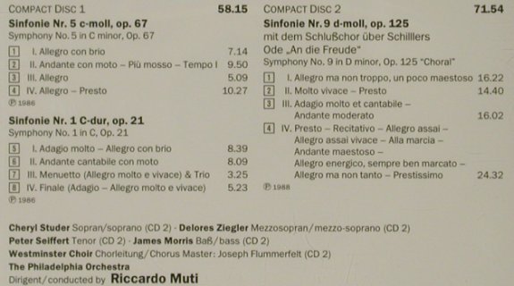 Beethoven,Ludwig van: Sinfonien Nr.1,5 &9,op.67,op.21,125, EMI (7 67555 2), D, 1992 Typ: 2CD Best.-Nr.: 81569 Preis: 10,00 Euro