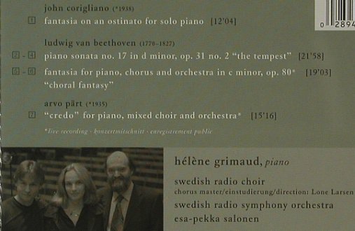 Grimaud,Hlne: Credo-Corigliano,Beeth.,Arvo Pärt, D.Gr.(471 769-2), D, 2003 - CD - 81571 - 7,50 Euro