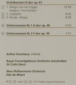 Beethoven,Ludwig van: Violinkonzert D-Dur op.61,op.40,50, Philips (462 456-2), D Typ: CD Best.-Nr.: 81573 Preis: 5,00 Euro