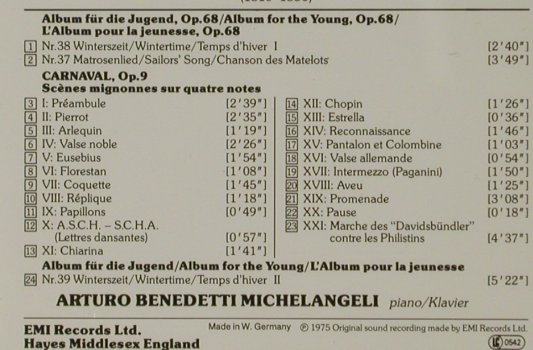 Schumann,Robert: Carnaval op.9,Album f.d.Jugend op86, EMI (CDC 7 49325 2), D, 1975 Typ: CD Best.-Nr.: 81609 Preis: 10,00 Euro