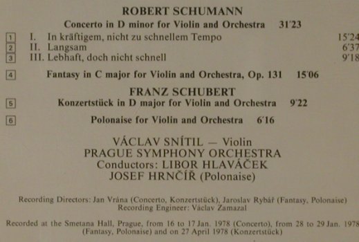 Schumann,Robert / Schubert: Violin Concerto,Fantasy/Konzertstüc, Supraphonet (11 1114-2), CZ, 1989 Typ: CD Best.-Nr.: 81614 Preis: 5,00 Euro