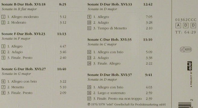 Hayden,Joseph: Piano Sonatas, Walter Olbertz,piano, CCC / Edel(0001362CCC), D, 1997 - CD - 81650 - 5,00 Euro