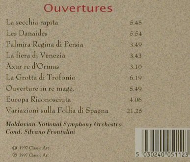 Salieri,Antonio: Ouvertures, Classic Art(CA 118), D, 1997 - CD - 81652 - 5,00 Euro