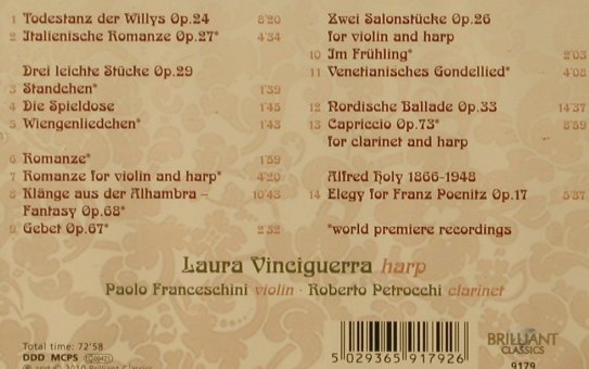 Poenitz,Franz: Work for Harp - Laura Vinciguerra, Brilliant(9179), EU, 2010 - CD - 81653 - 7,50 Euro