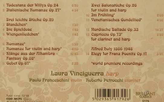 Poenitz,Franz: Work for Harp - Laura Vinciguerra, Brilliant (9179), EU, 2010 Typ: CD Best.-Nr.: 81653 Preis: 7,50 Euro