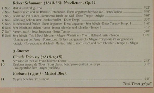 Schumann,Robert - Debussy: Novelletten op.21, 3 Encores, Pro Arte(PPR 2245 14), CDN, 1996 - CD - 81683 - 10,00 Euro