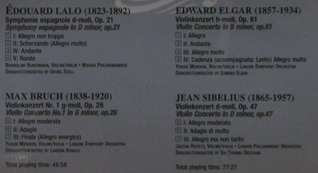 V.A.Masters of the String: Yehudi Menuhin,B,Hubermann,Heifetz, Tim (205697-303), CZ, 2002 Typ: 2CD Best.-Nr.: 81697 Preis: 4,00 Euro
